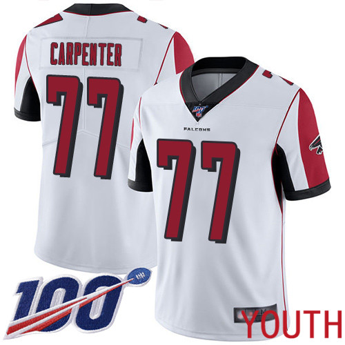 Atlanta Falcons Limited White Youth James Carpenter Road Jersey NFL Football #77 100th Season Vapor Untouchable